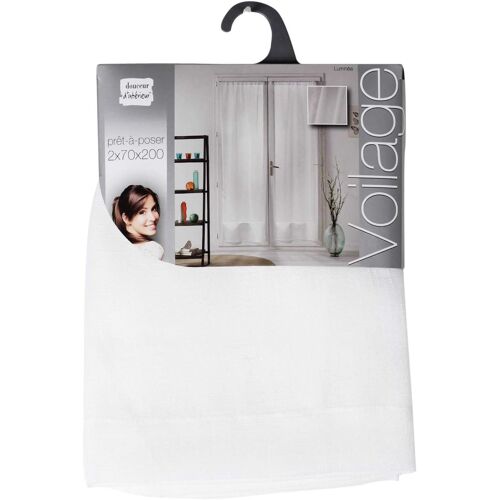 KALANKA-, Paire Droite Passe-Tringle (2 x 70 x 200 cm) Luminea Blanc, Luminette Unie