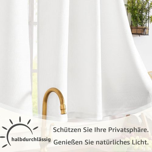 Cheng-Rideaux Cuisine Court Blanc 70h X 60l(Cm) Pour Meuble Bas Placard Fenetre,À Passe Tringle Intérieurs,Petit Rideau Brise-Bise,Moderne,2 Panneaux