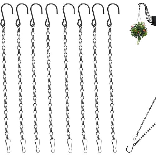 Teppe-Lot De 8 Chaînes À Suspendre - 40 Cm - Noir - En Métal - Avec Crochets - Pour Mangeoires À Oiseaux, Carillons Éoliens, Lanternes