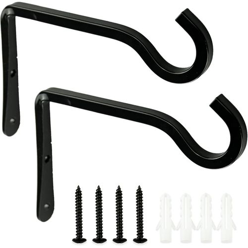 Tianyi-Lot De 2 Supports De Panier À Suspendre, Crochets Muraux Pour Jardin, Pelouse, Pots De Fleurs, Mangeoires, Lanternes, Carillons Éoliens (Noir)