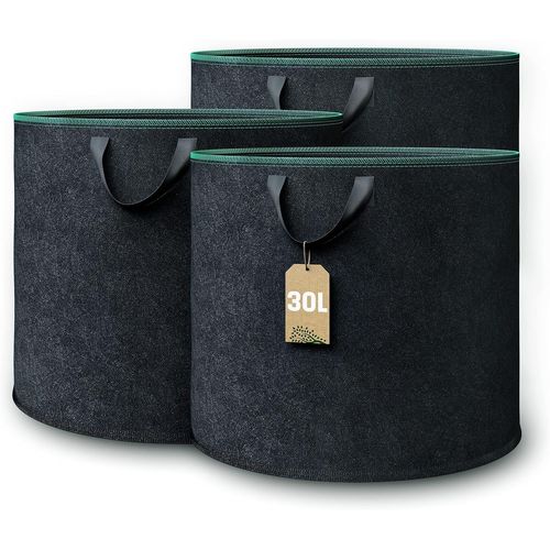 TIANYI-® Sac de Plantation Geotextile (3 Pièces) - 30L Haute Capacité (Ø 35,6cm Hauteur 30,5cm) - Sacs à Plantes pour Pommes de Terre, Tomates, Fraises et Autres Plantes