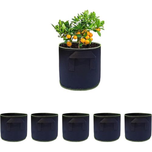 TIANYI-Sac de Plantation, Lot de 5 Sac à Plantes 4L, Sacs à Plantes Pot Geotextile, de Culture en Non Tissé Pots avec Poignées, Réutilisable Pots de Fleurs Respirants, pour Les Tomates