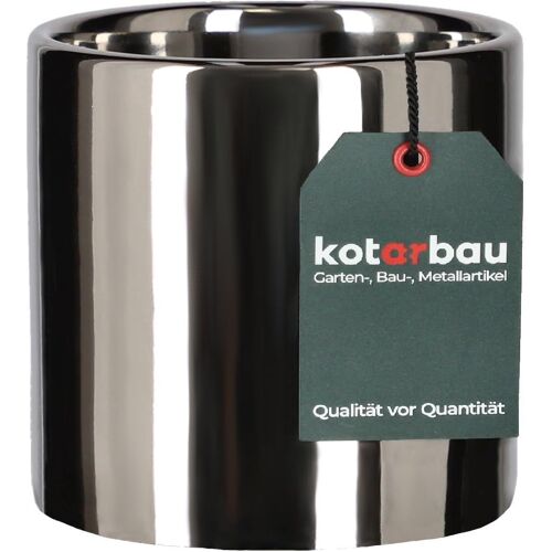 Kalanka-® Pot De Fleurs Brillant - 80 Mm - Cylindre - En Céramique - Argenté - Pour Plantes D'intérieur
