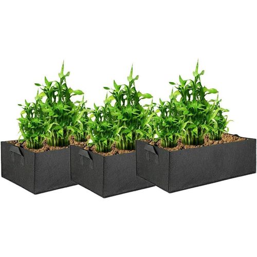 TIANYI-3Pcs réutilisable Grand Sac à Plantes Sac de Culture pour légume Plantation Croissance latérale Pots récipient Jardin pour Pomme de Terre, Tomate, Carotte Noir (40 * 30 * 20cm)