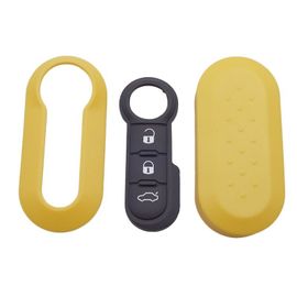 Xinyuexin-Coque De Clé De Voiture À Distance À 3 Boutons,Étui En Plastique De Remplacement,Coussretours De Bouton En Caoutchouc,Fiat 500 Krasnopunto Bravo - Type Yellow