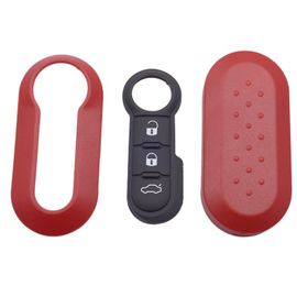 Xinyuexin-Coque De Clé De Voiture À Distance À 3 Boutons,Étui En Plastique De Remplacement,Coussretours De Bouton En Caoutchouc,Fiat 500 Krasnopunto Bravo - Type Red