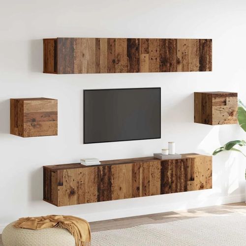 Vidaxl Ensemble Meuble Tv 6 Pcs Bois Ancien 80 X 30 X 30 Cm Bois