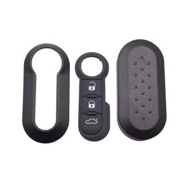 Coque Pour Clé De Voiture En Silice À 3 Boutons,Pour Fiat 500,Panda,Punto Bravo,Lame Non Coupée - Type Black