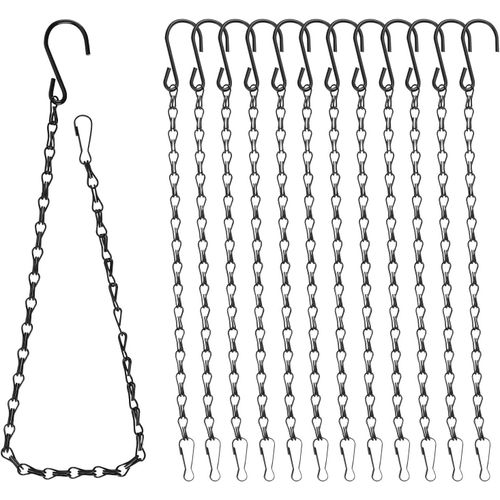 Tianyi-Lot De 12 Chaînes À Suspendre - 42 Cm - Noir - En Métal - Avec Crochets - Pour Mangeoires À Oiseaux, Carillons Éoliens, Lanternes