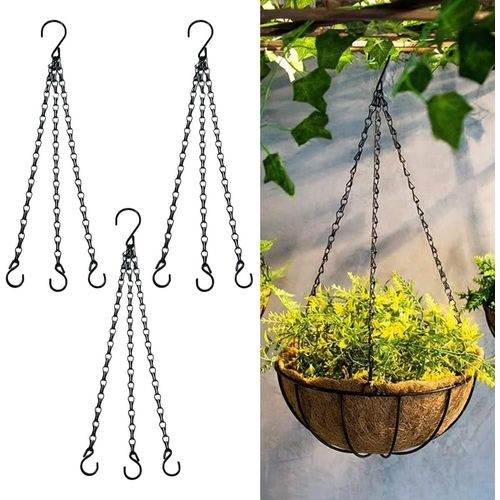 Tianyi-Lot De 2 Chaînes De Panier Suspendues Robustes À 3 Points, Chaîne De Rechange Pour Panier Suspendu Avec Pour Mangeoires À Oiseaux (Noir)