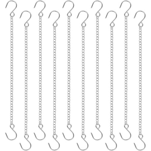Tianyi-Lot De 10 Chaînes De Suspension Pour Plantes Avec Crochets En S En Métal Pour Suspendre Des Mangeoires À Oiseaux, Des Jardinières, Des Panneaux D'affichage, Des Lanternes, Des Carillons