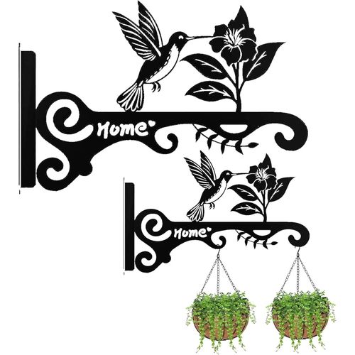 2 Supports Muraux en Fonte Antirouille - Porte-Plantes Suspendu pour Jardinières/Lanternes/Volières