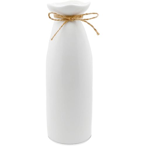 TIANYI-Petit Vase en céramique, Blanc, 21 cm de Haut, Fait à la Main, avec Ficelle de Jute, vases Modernes, décoration pour Fleurs fraîches, Fleurs séchées, Vase bohème, pour la Maison, Le Salon, la