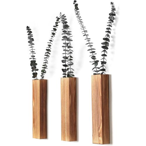 TIANYI-Lot de 3 pots de fleurs, en bois, modernes, pour chambre à coucher et salle de bain, contemporains, polyvalents, décoration d'intérieur, pour fleurs séchées et plantes vertes artificielles,