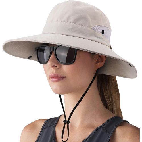 Tianyi-Femme Soleil Chapeau L'extérieur Uv Protection Pliable Large Bord Pêche À Cheval Queue Upf 50+