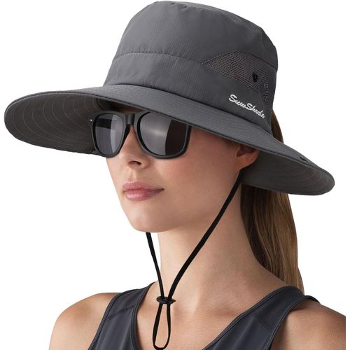 Tianyi-Femme Soleil Chapeau L'extérieur Uv Protection Pliable Large Bord Pêche À Cheval Queue Upf 50+