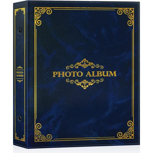 Kalanka-Album Photo Traditionnel 10x15 Pochette, Album Photo De Classe Avec Pochette Plastique 400 Vertical Photos Bleu
