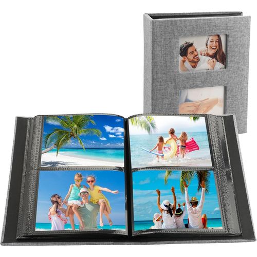 Apt-Album Photo 10x15, 200 Photos Album Photo Pochette, Album Photo Grand Format, Couverture En Lin Naturel Album Photo, Album Photos, Pour Famille, Mariage, Voyage(Gris)