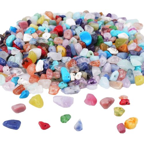 Tianyi-400 Pièces Perles Pour Bracelet 5-8mm Kit Bracelet Perle + 1 Rouleau De Fil Élastique De 0,8 Mm Collier Perle Naturelle Perle Pierre Perles Plates Pour Bracelet