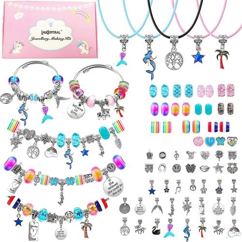 [73 pièces Kit de bracelets à breloques, bijoux, loisirs créatifs, jouets pour enfants, anniversaire, Noël, cadeaux de Pâques, cadeaux de 4, 5, 6, 7, 8, 9, 10, 11, 12, 13 ans