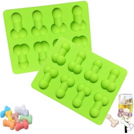 Lot De 2 Bacs À Glaçons Amusants En Silicone S Pour Gâteau Au Chocolat, Bonbons, Glaçons, Desserts, Décoration De Gâteau (Vert)