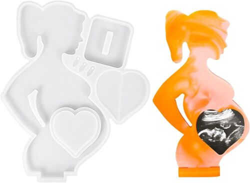 Ershi-Femme Enceinte Moules En Silicone Mère Enceinte Moules Bébé Cadre Photo Ultrasons Moules En Silicone Pour Futures Mamans Cad[4700]