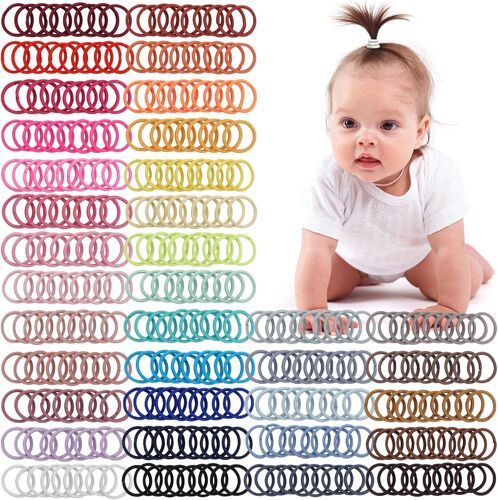 Kalanka-Lot De 360 Élastiques À Cheveux Multicolores Pour Bébé, Élastiques Pour Cheveux Pour Tout-Petits, Élastiques Pour Filles, Mini Élastiques À Cheveux De 2 Cm, Accessoires Capillaires Élastiques 