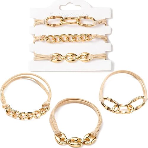 3 Pièces Élastique Cheveux, Elastiques À Cheveux Elastique Cheveux Fille Elastique Cheveux Femme Chaîne En Métal