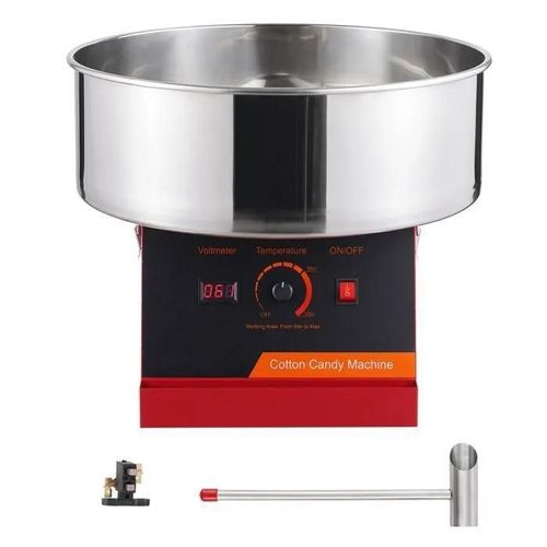 Machine à Barbe à Papa Électrique-Duoku-1000 W-avec Bol en Acier Inoxydable, Cuillère à Sucre-pour la Maison-Rouge