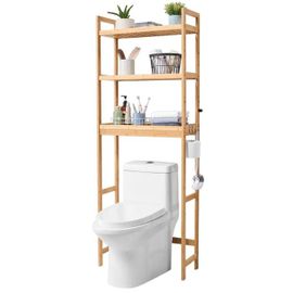 Étagère Rangement À 3 Niveaux Pour Toilettes-Duoku-Organiseur De Salle De Bain Réglable En Bambou-Avec 3 Crochets