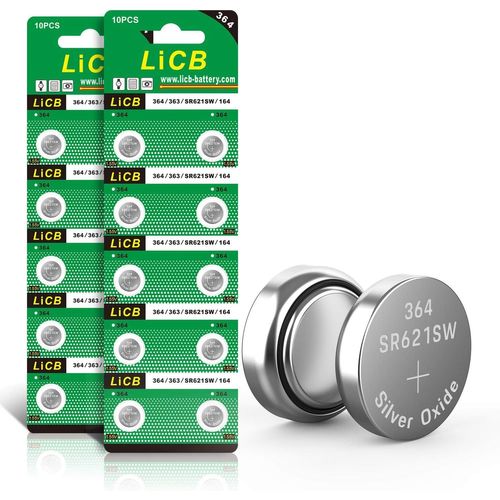 SEPT-SR621SW Lot de 20 piles bouton de montre 364 1,5 V V364 AG1 LR621 SR 621SW