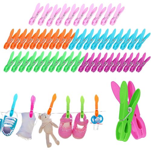 TIANYI-60 Pinces à vêtements en Plastique, Pinces à Linge en Plastique, Pinces à Linge en Plastique antirouille antidérapant, Heavy Duty Pince a Linge avec des Ressorts durables (5 Couleurs)