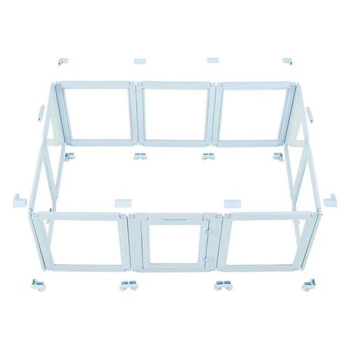 Parc De Mise Bas Pour Chien-Duoku-193 X 124,5 X 76,5 Cm-Caisse Pour Chiots Avec Fenêtres Transparentes Et Serrure-Cadre Bleu
