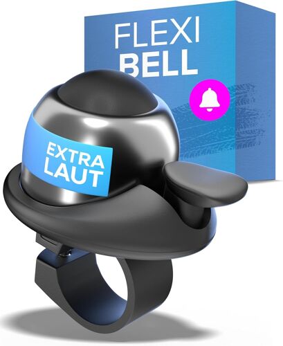 Kalanka-Büchel Sonnette De Vélo Flexibell En Noir - Sonnette De Vélo Rotative À 360° Jusqu'à 100 Db | Sonnette De Vélo Étanche Et Inoxydable | Convient À Tous Les Types De Guidon