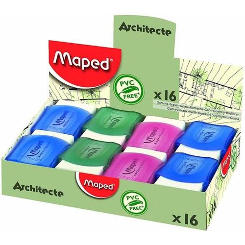 Maped Lot De 16 Gommes En Plastique Architecte, Blanc