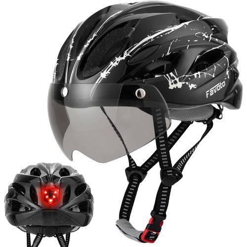 Sept-Casque De Vélo Avec Visière Lumineuse - Casque Cyclisme Léger Respirante Pour Adultes Hommes Femmes Technologie Eps Inmould Doublure Amovible Réglable