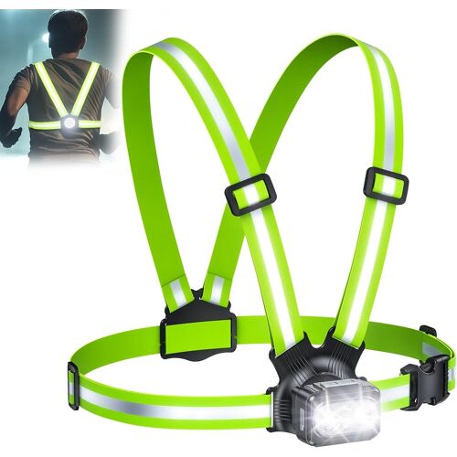 Jexnovashop-500lm Lampe Course A Pied, Lampe Running Avec 360° Réfléchissant Bandes, 7 Modes Lumiere, Réglable À 45°, Étanche Ipx4 Lampé Pectorale Running Pour Course/Marche/Vélo, 3.5-20h