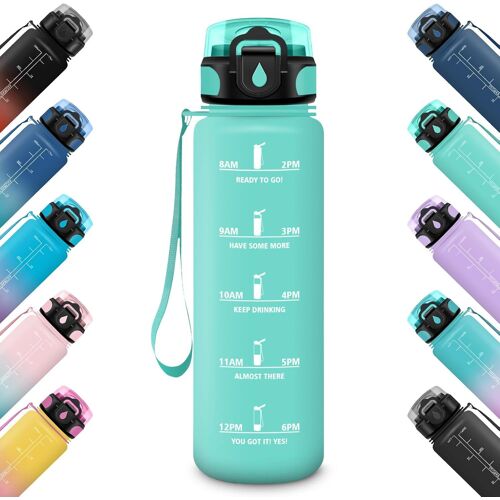 Kalanka-Gourde 1l, Étanche & Réutilisable, Gourde Sport, Anti-Fuite Bouteille, Motivation Avec Filtre, Gourdes, Bouteille D'eau, Pour Gym, Enfant, Adulte, École, Bureau, Yoga, Camping