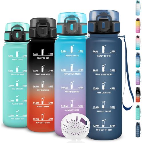 Sept-Gourde, Gourde 1l, Gourde Sport Anti Fuite, Facile À Nettoyer, Gourde Motivation Avec Marqueur De Temps, Bouteille D'eau Avec Marqueur De Temps, Gourde Adulte Pour Running, Voyage, Sport, École,