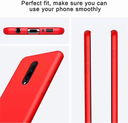 Compatible Avec Oneplus 7 Pro Coque Ultra Mince Antichoc Silicone Liquide ¿¿Tui Pour T¿¿L¿¿Phone Gel Doux Microfibre De Caoutchouc Rayure Protecteur Cas(Rouge)