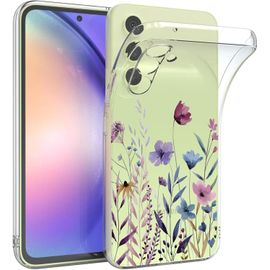 TRAHOO-Antichoc Coque pour Samsung Galaxy S23 FE 5G,Housse Étui en Transparent TPU avec Motif de Fleurs Peintes,Ultra Mince Silicone Phone Protection Case Cover-4