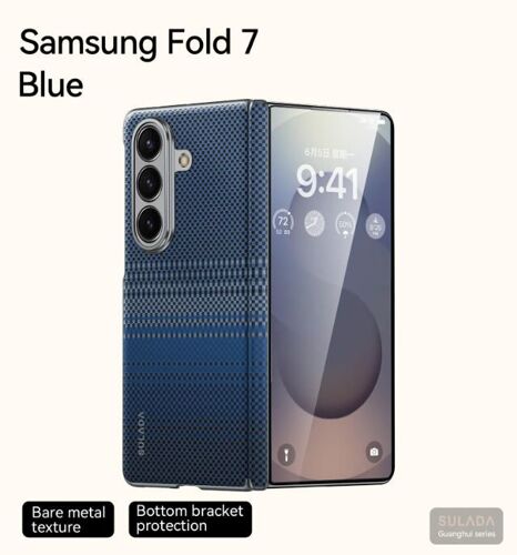 Coque pour Samsung Z Fold 7,Etui Housse Samsung Z Fold 7,support magnetic charging,weave infinite landspaces,bottom bracket protection - Bleu