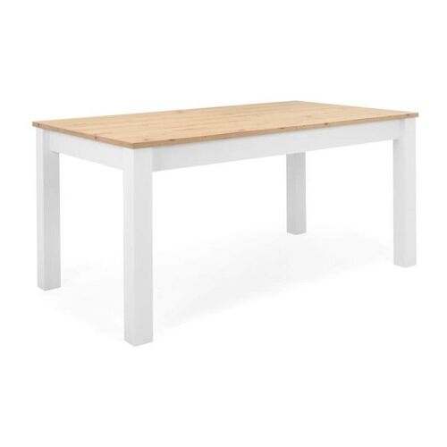 Table a manger extensible BERGEN - Décor chene artisan et blanc - Rallonge 55 cm - Jusqu'a 12 personnes - L 160-215 x P 90 x H 75 cm