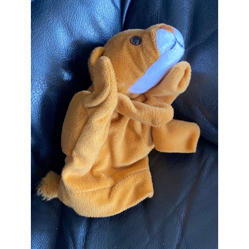 Doudou peluche marionnette  main lion Lagardere 20cm