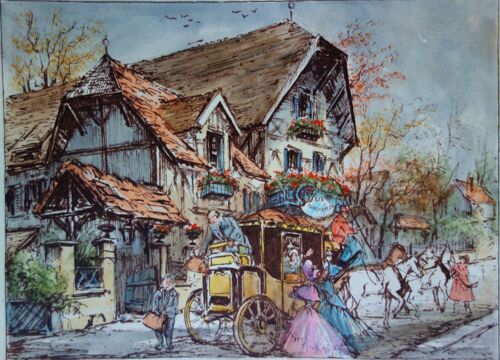 Barbizon Aquarellle Signée D’Époque 19e Siècle