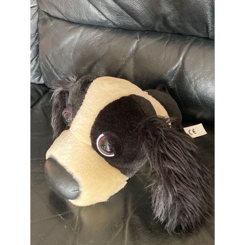 Doudous peluche chien noir et blanc allongé Artlist Collection - "The Dog" Border Collie Black White Plush Soft Toy 25cm