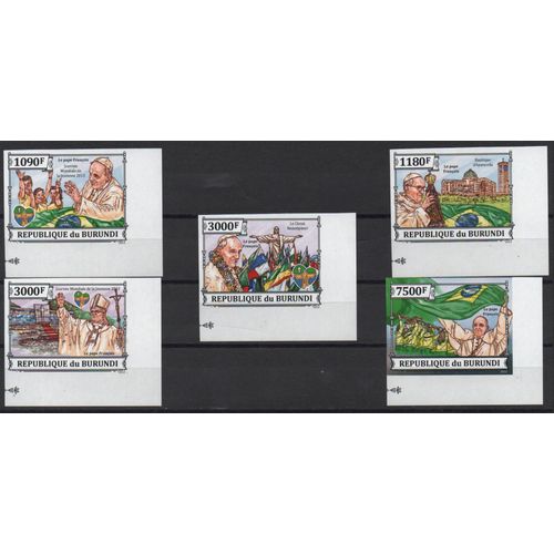 Burundi Timbres Le Pape François Au Brésil , Non Dentelés 2013