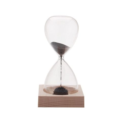 Sablier magnétique en verre soufflé à la main avec limaille de fer magnétique pour une décoration de bureau unique