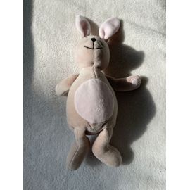 Doudou Kangourou Lapin Beige Et Rose Pale Obaibi 