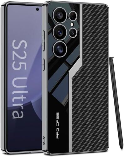 LORANKA-étui pour Samsung Galaxy S25 Ultra, électrolytique S icône Cuir Couverture de téléphone Souple pour Samsung Galaxy S25 Ultra-Fibre de Carbone